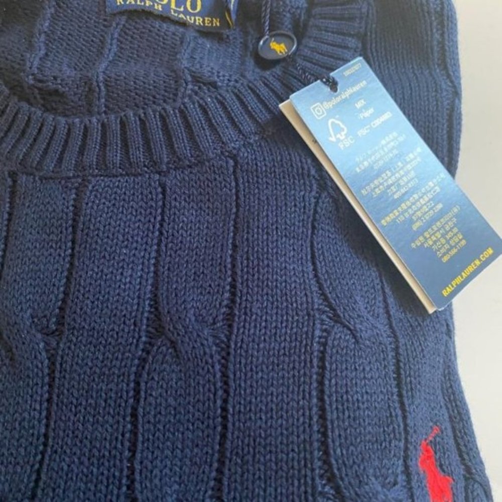 Polo Ralph Lauren Men's Blue Cable Knit Cotton - Picture 3 of 7
